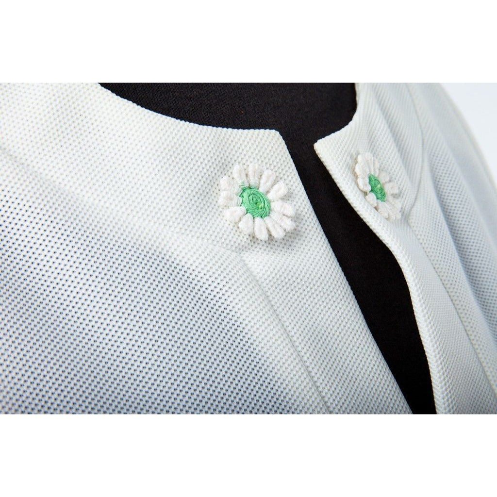 Vtg 1970's Back Line Tennis Dress Tenniswear By Eaton Size 14 White With White & Green Daisies