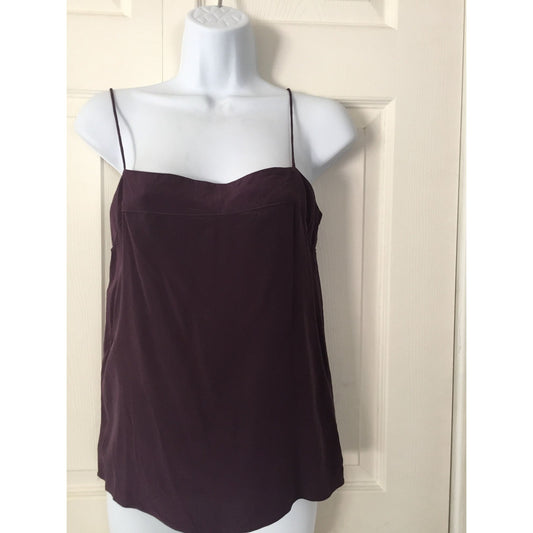 Vtg Lynn Bowling Silk Purple Spaghetti Strap Solid Purple Women's Top Size 4 Back Button Closure