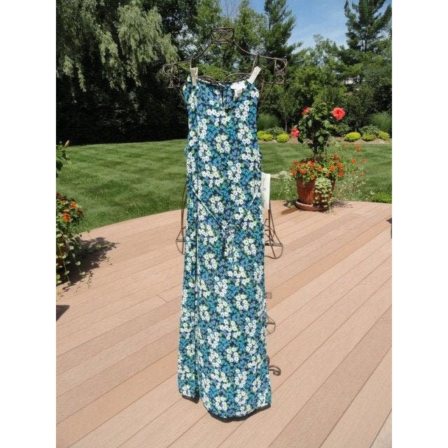 Women’s Blondie and Me Summer Floral Maxi Dress 100% Polyester Blues Green White NWT Size 3