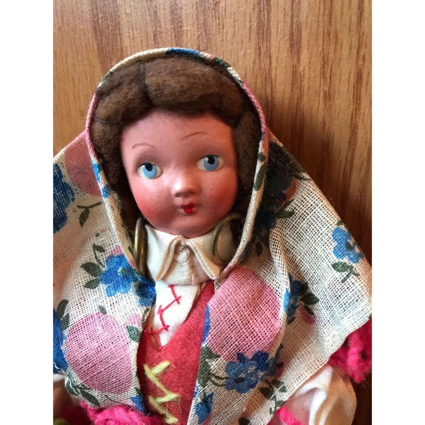 Vintage Handmade Doll Made In The Azores In Traditional Costume Portuguese Doll 8.5"