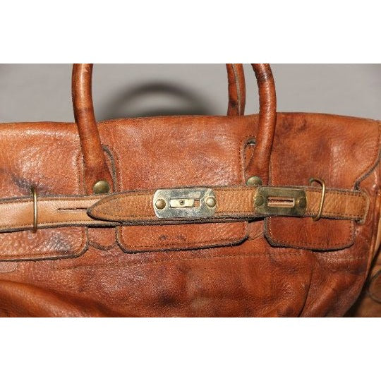 Vintage Genuine Leather Carry On Bag Luggage Handmade In Argentina Shoulder Cross Body Strap