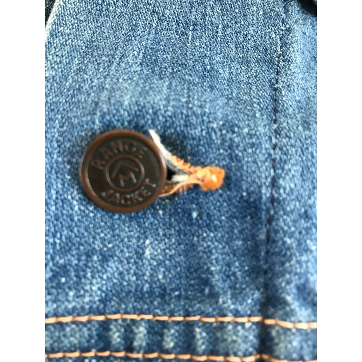 Vtg 1970's Wrangler Range Denim Jean Jacket Size 40 Extra Brown Button