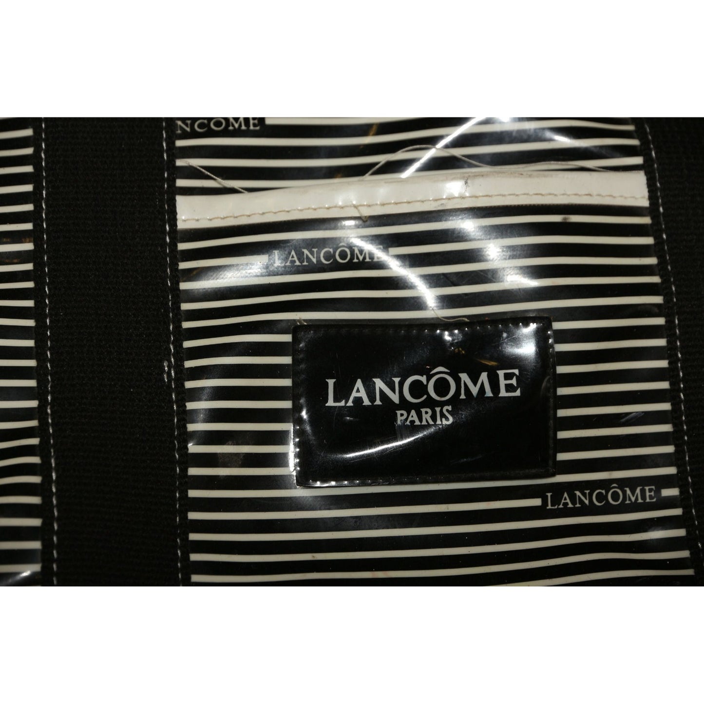 Vintage Lancome Paris Overnight Weekend Bag Travel Luggage Black And White New