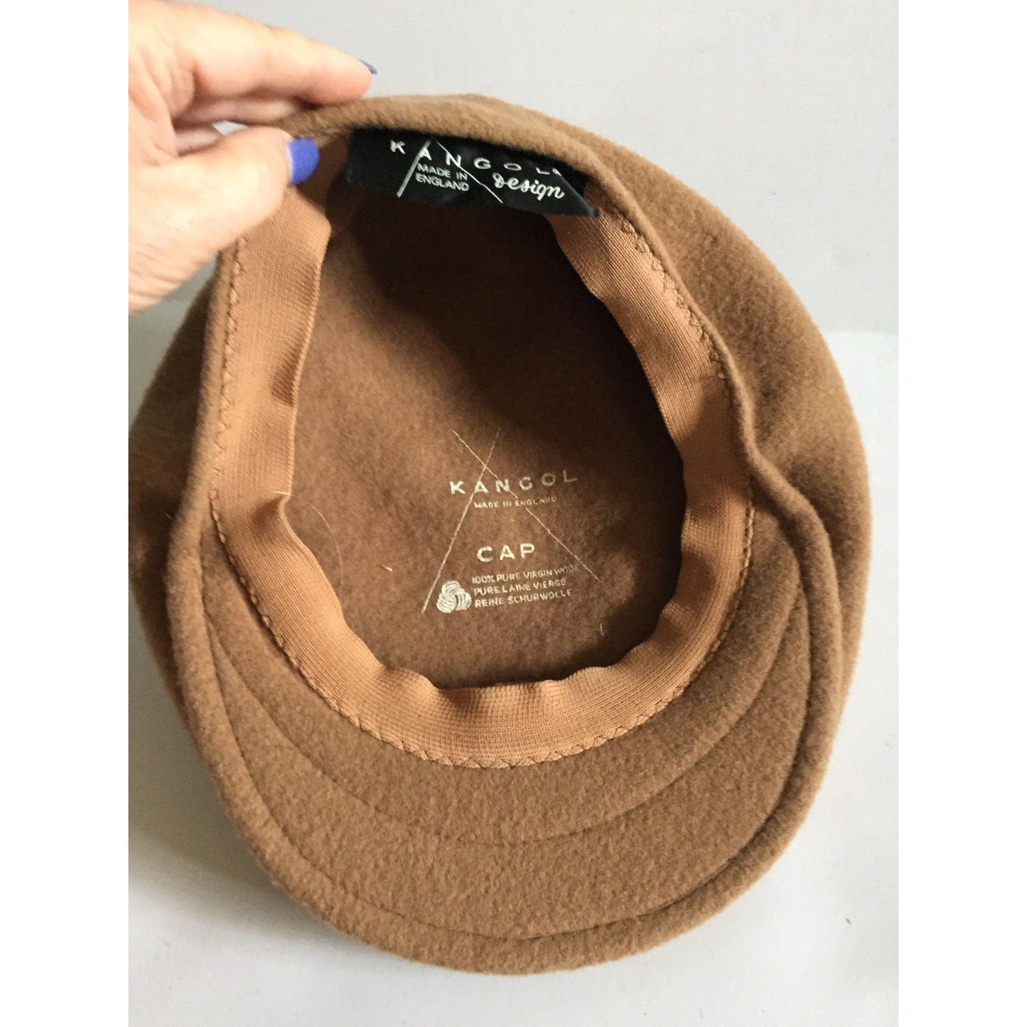 Vintage 1970's KANGOL CAP Newsboy Hat Design Made In England 100% Pure Virgin Wool 7" Brown