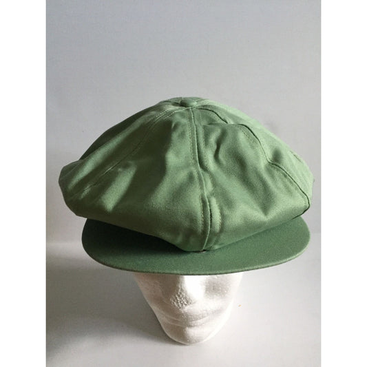 Vintage Newsboy Cap Hat The Club SUPER QUALITY 1960's Linen Green With Paper Union Tag 7 1/8