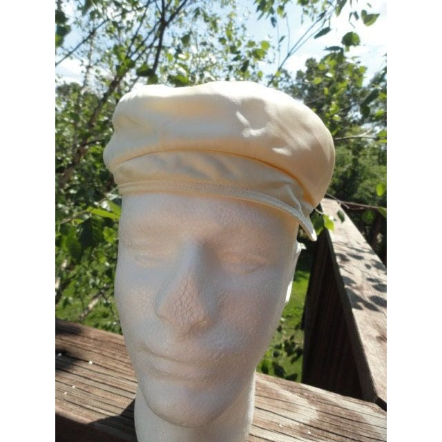 Vintage 1950's-1960's Satin Ivory Pill Box Saks Fifth Avenue Hat With Bill So Mod London Look