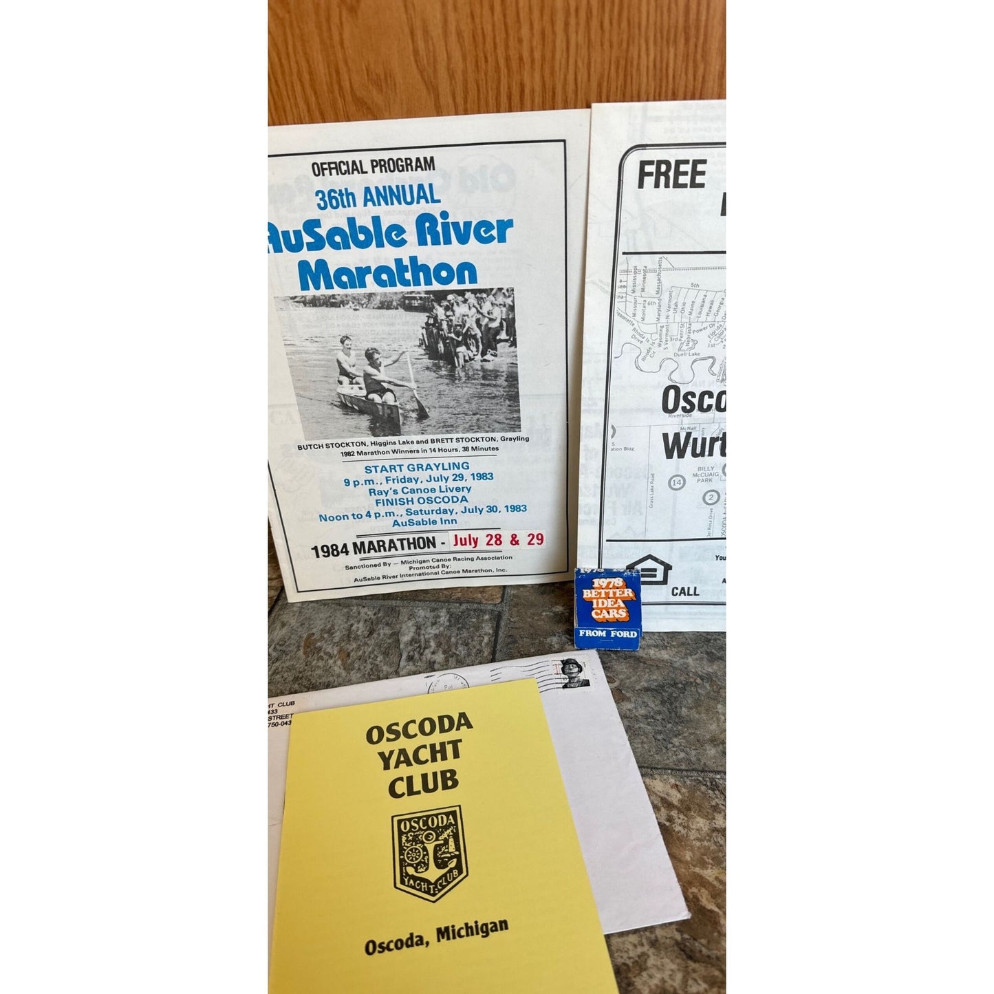 Vintage Oscoda Michigan Collection Of Ephemera 1970's-80's Era Sawyer Canoe Maps Wurtmith Air Force Base AuSable Canoe Race