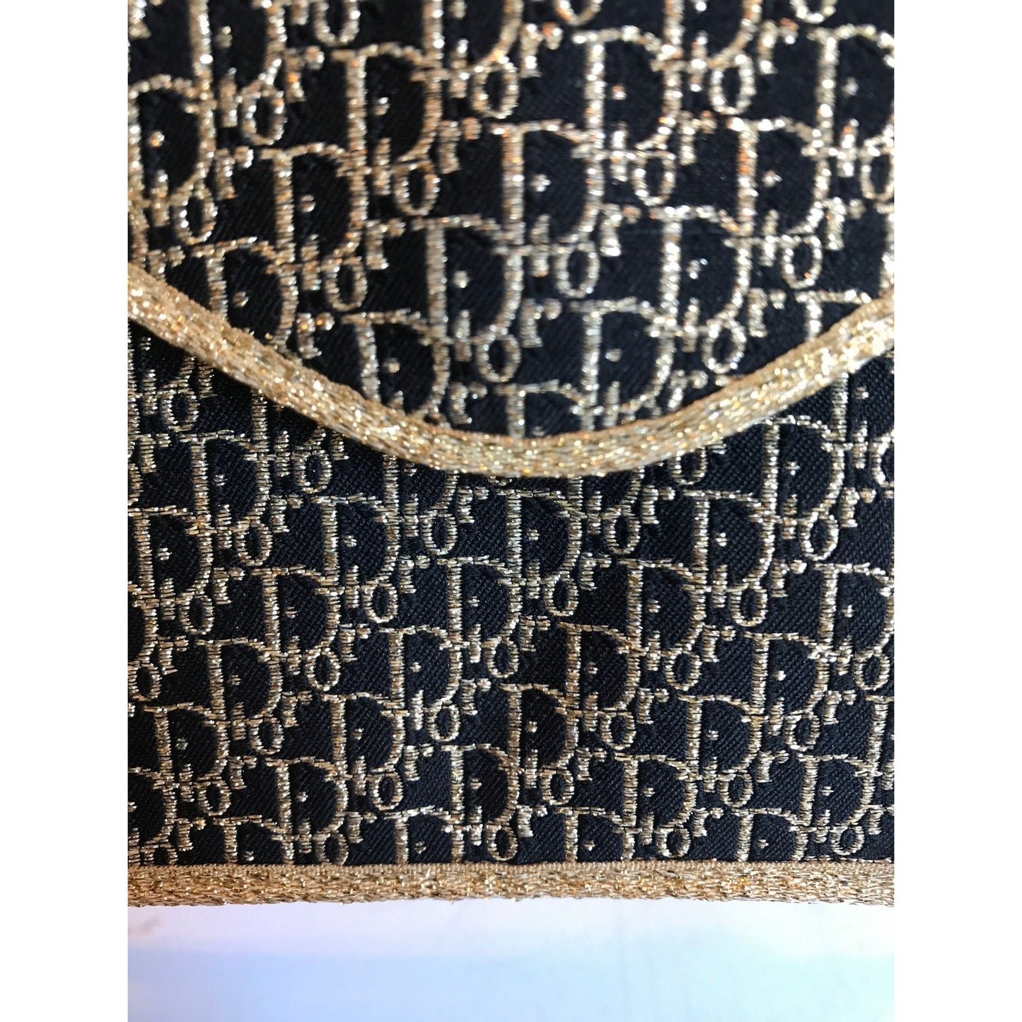 Vintage 1970’s Clutch Evening Bag Christian Dior Black & Gold Made In France