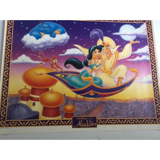 Vintage Aladdin Poster 1992 Walt Disney Classic Embossed Paper Walt Disney Company