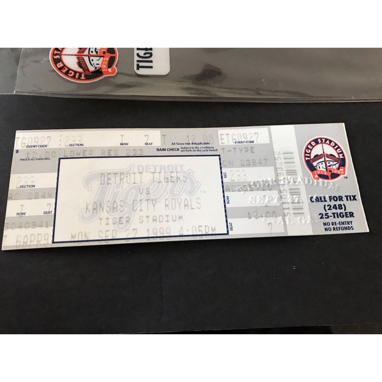 Vtg Tiger Stadium Final Game Embossed Ticket Lanyard & Ticket Credential Holder September 27, 1999