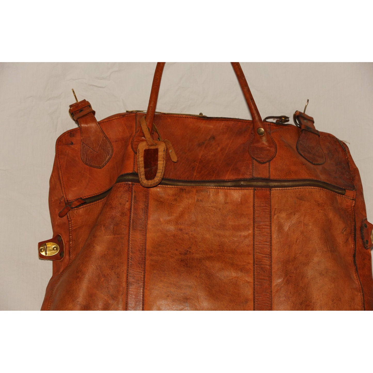 Vintage R.O.N.A. Go Anywhere Leather Garment Bag 1970's Handmade Argentina Hanging Clothing Bag