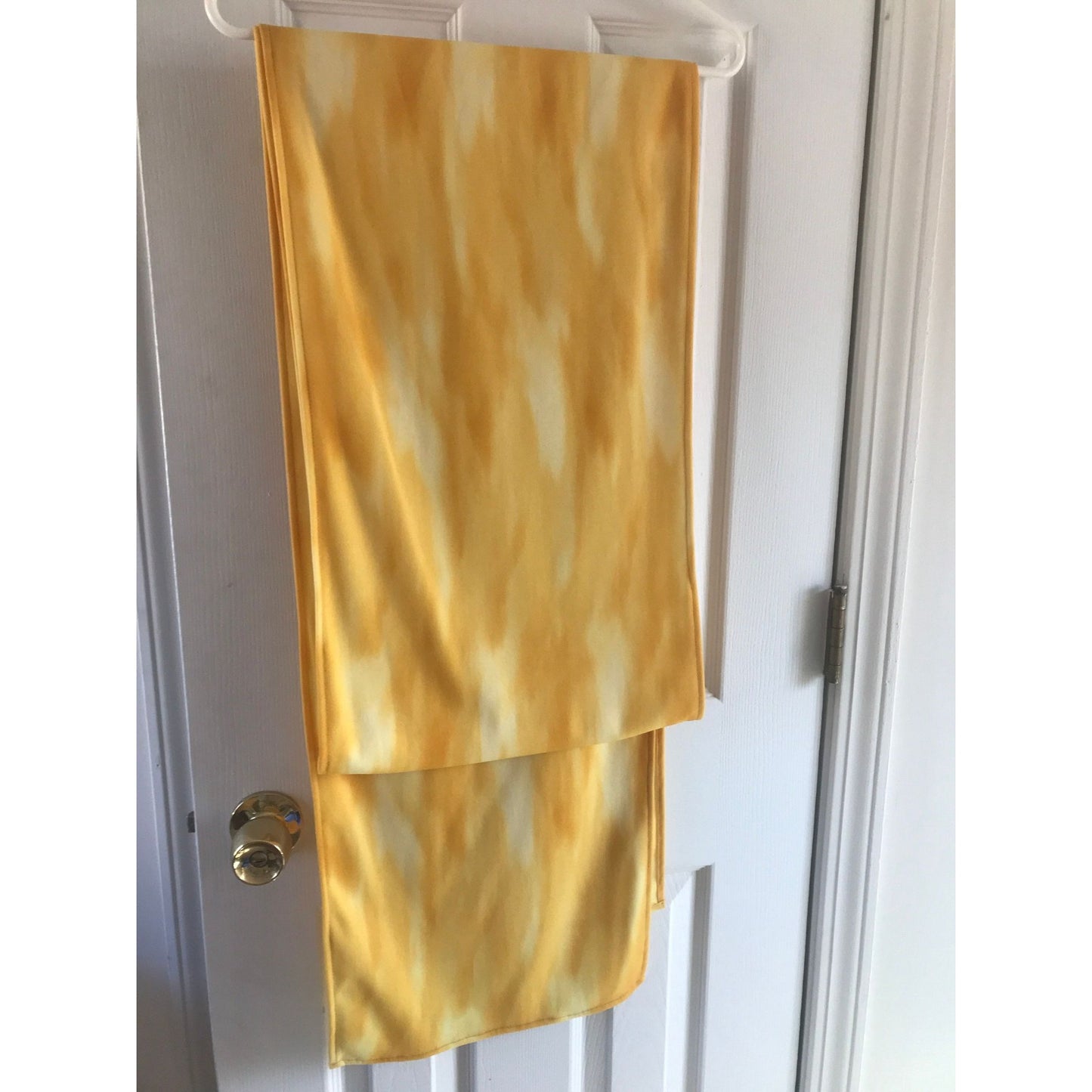 Vtg 1970's Avon Family Fashions Yellow White Tie Dyed Maxi Dress & Shawl Bell Sleeves Boho Hippie L