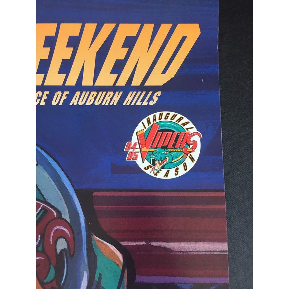 Vintage 1994 Detroit Vipers IHL Hockey INAUGURAL WEEKEND Poster The Palace Of Auburn Hills