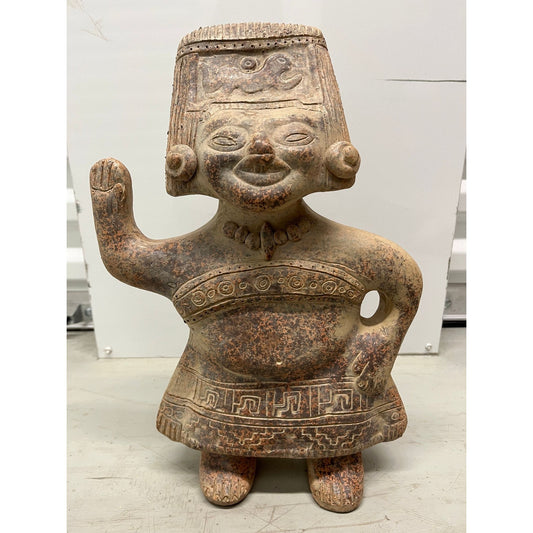 Vintage 1973 Souriant Dancer Terracotta Mayan Figurine Female Made In Mexico Tremendous Detail