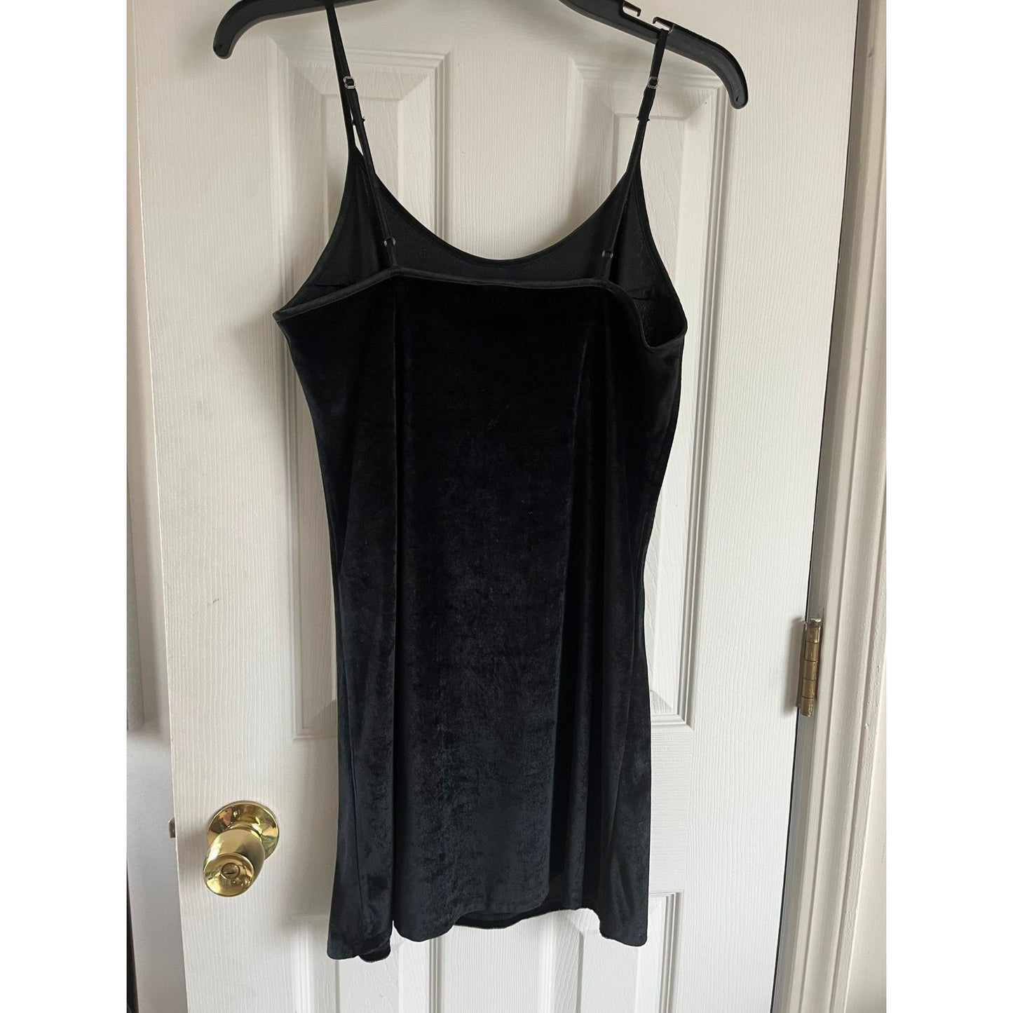 Vintage Jones New York Little Black Dress Adjustable Spaghetti Straps Velveteen Fabric Small