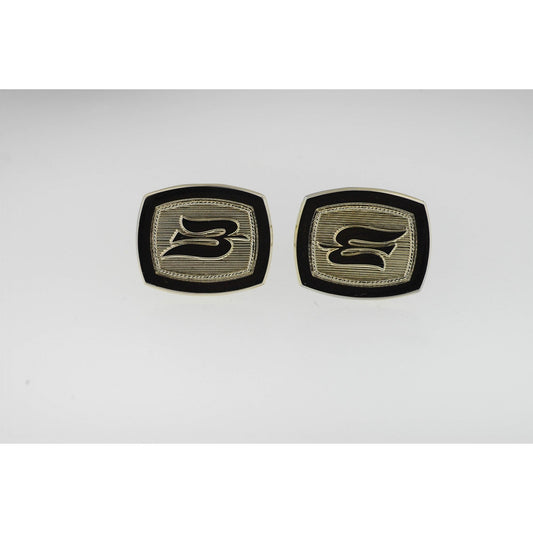 Vtg 1970's Royal Viking Sky Logo Rectangle Cufflinks Sterling Silver Stamped Twice 14.9 Grams