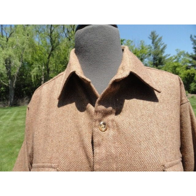 Vintage Men’s Countess Mara 100% Wool Long Sleeve Shirt Herringbone Large