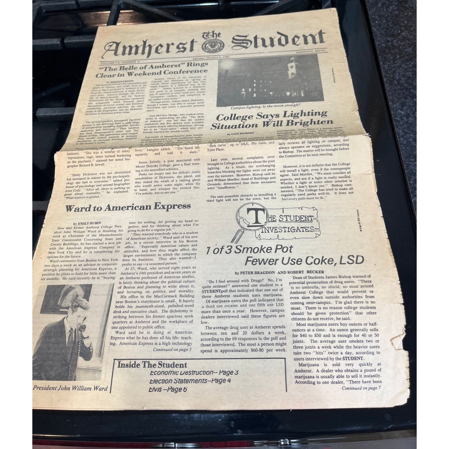 Vtg Amherst College The Amherst Student Newspaper October 6, 1980 Volume CX  Number 8 Full Newspaper