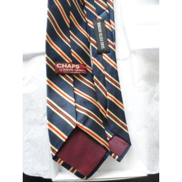 Vintage CHAPS Tie By Ralph Lauren Saks Fifth Avenue 100%  Silk Striped Blue Orange Yellow NWOT