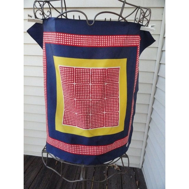 Vintage 1970’s Paoli EURO FASHION Red Blue Yellow Dotted Scarf 100% Acetate NWOT