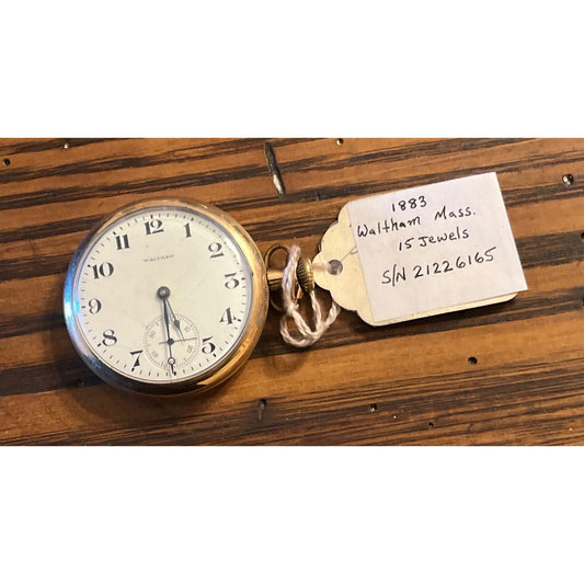 Antique 1883 Waltham Mass. Pocket Watch 15 Jewels S/N 21226165 Gold Filled Embossed Back Of Case