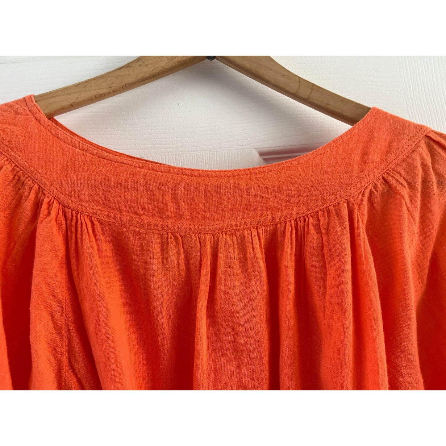 Vtg 1973 Orange Cotton Blouse Grecophilia Made In Greece 100% Greek Cotton With Sash Size M