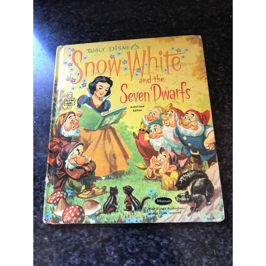 Vtg 1957 Walt Disney's Snow White and the Seven Dwarfs Whitman Tell a Tale Book Nursery Disney Princess