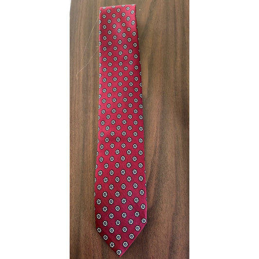 Vtg Men’s Hand Sewn Tie By Robert Talbott For Mackenzies's Tie Finest Silk Handblocked Printed In England Red Geometric