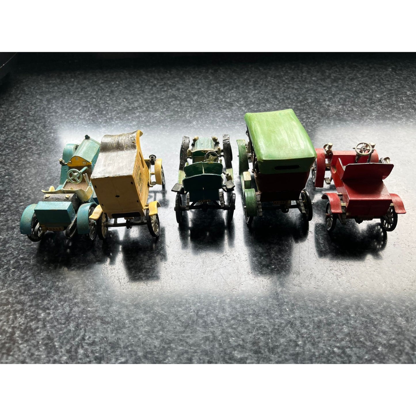 Vtg 1950's Lot 5 Cowland & Cowland Revell Model Cars Cowland's Bakery Stutz Bearcat Oldsmobile 1904