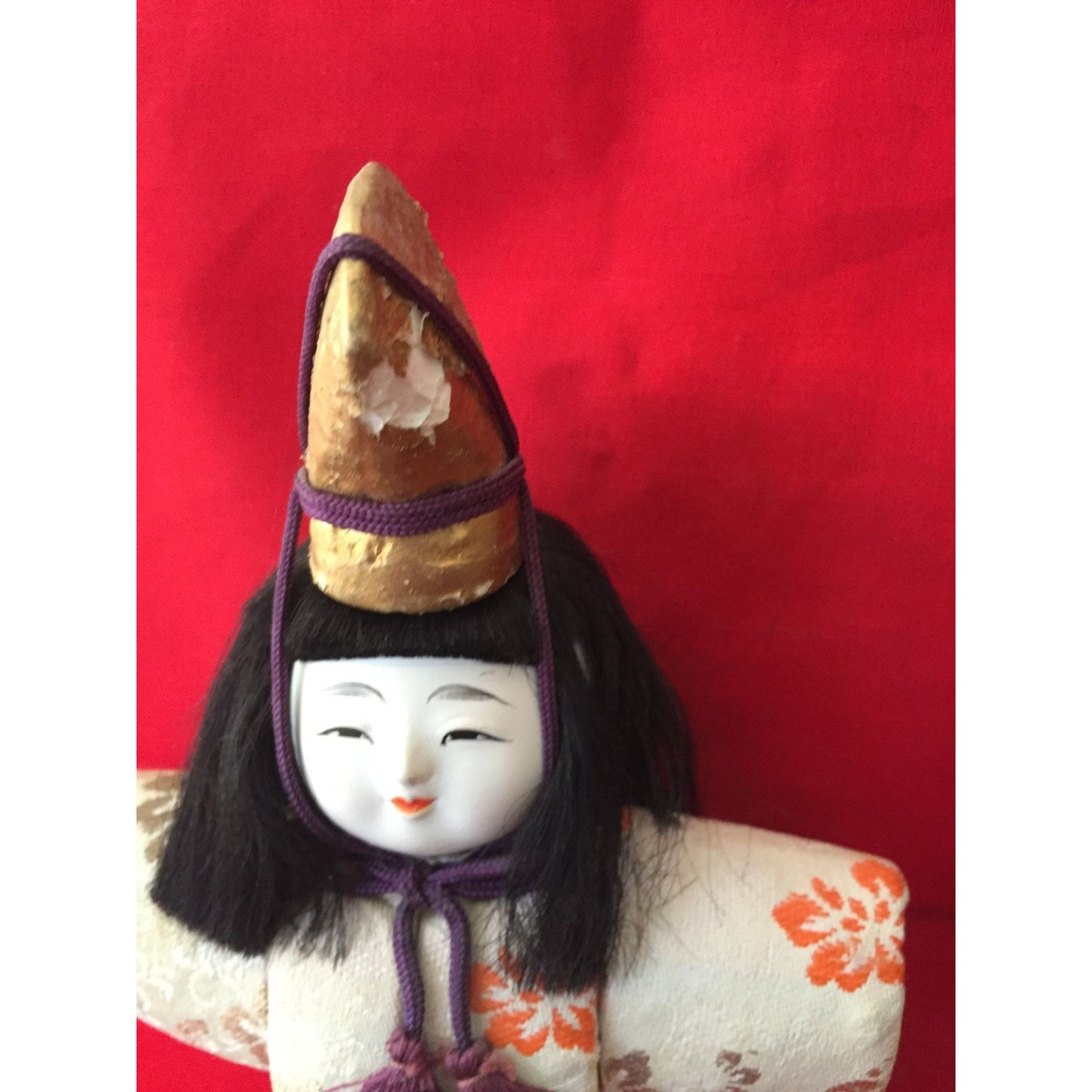 Vtg Handmade Emperor and Empress Standing Dolls With 100% Silk Kimonos Multicolor Hand Painted With Head Dress