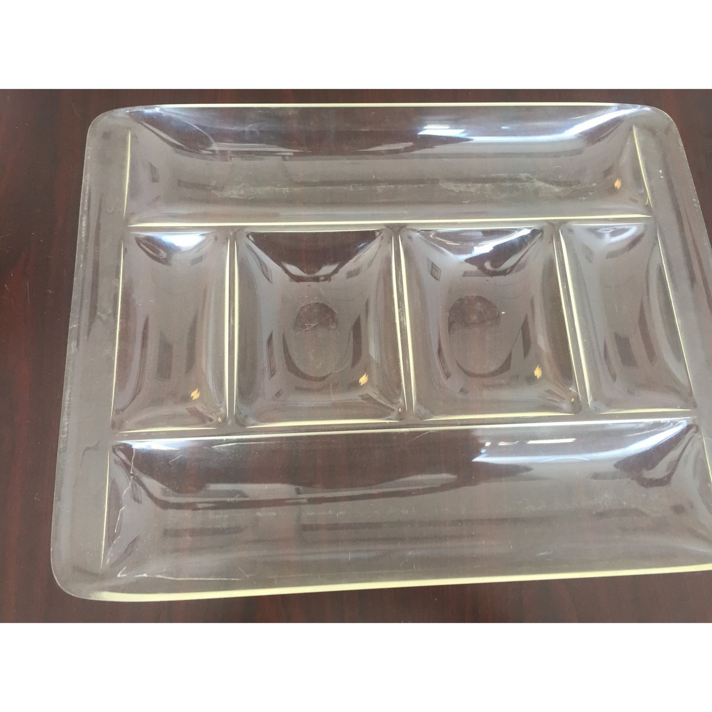 Vintage Serving Tray Mid Century Lucite 6 Section 19 x 15 x 2 Excellent Condition