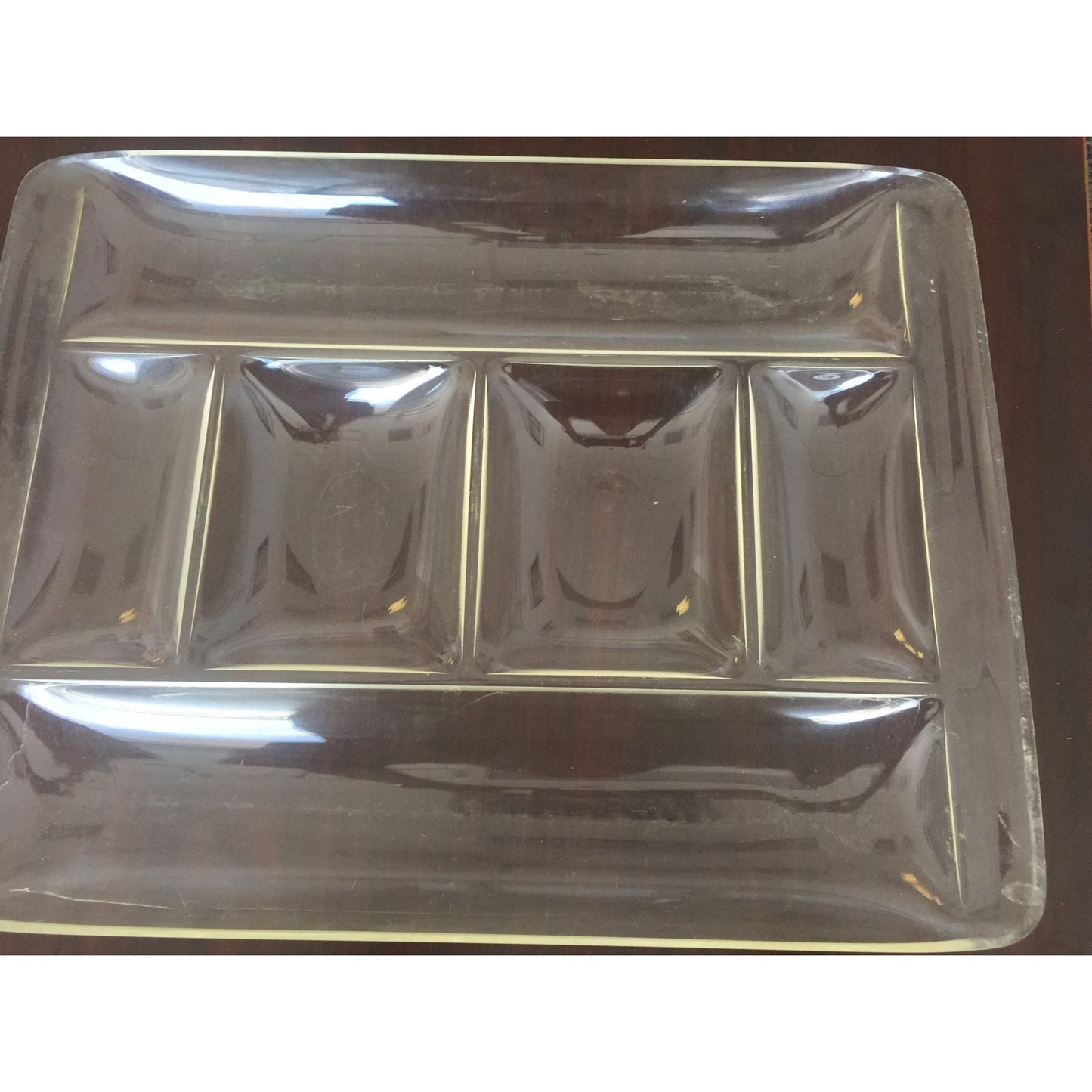 Vintage Serving Tray Mid Century Lucite 6 Section 19 x 15 x 2 Excellent Condition